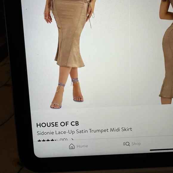 House of CB Lace-up Satin Trumpet Midi skirt - Picture 3 of 7